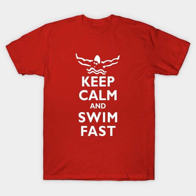 Keep Calm and Swim Fast Butterfly Swimming T-Shirt by TeeCreations